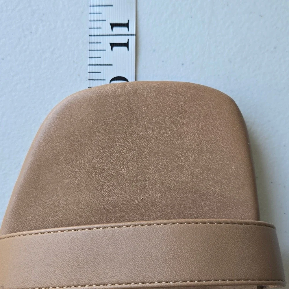 Torrid Tan Faux Leather Wedge Sandals Square Toe Ankle Strap 10.5WW 19446917